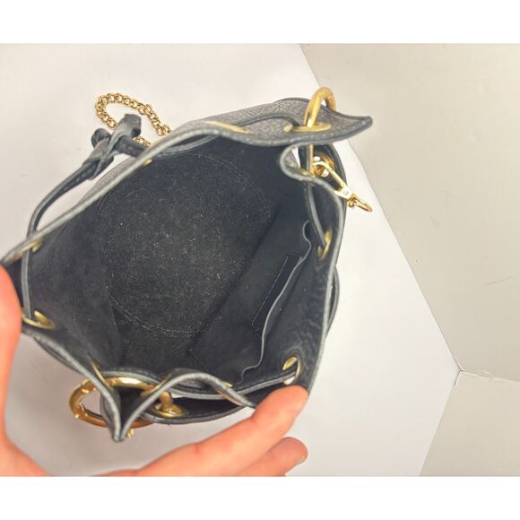 Anna Paola Pebbled Leather Drawstring Bucket Bag Top Handle Crossbody Italy - Picture 6 of 7